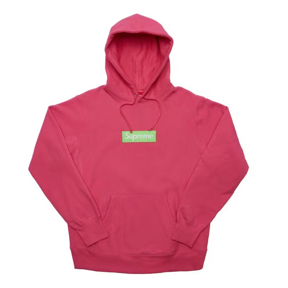 SUPREME FW17 Magenta Lime Green Box Logo Hoodie